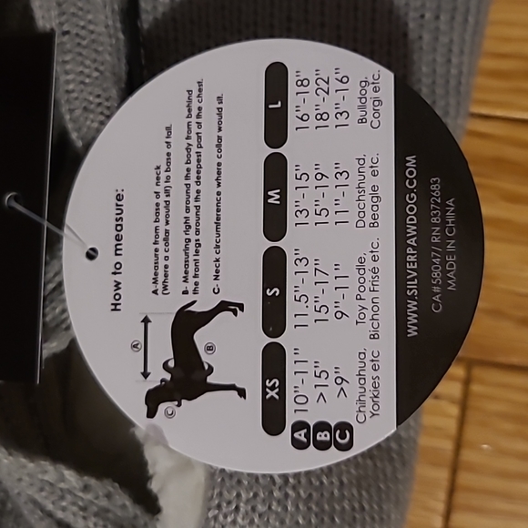 Silver Paw Dog Sweater New with Tags Small - Picture 3 of 3